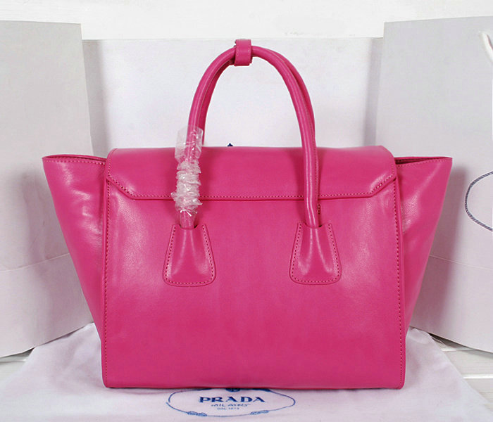 2014 Prada original leather tote bag BN2619 rose - Click Image to Close
